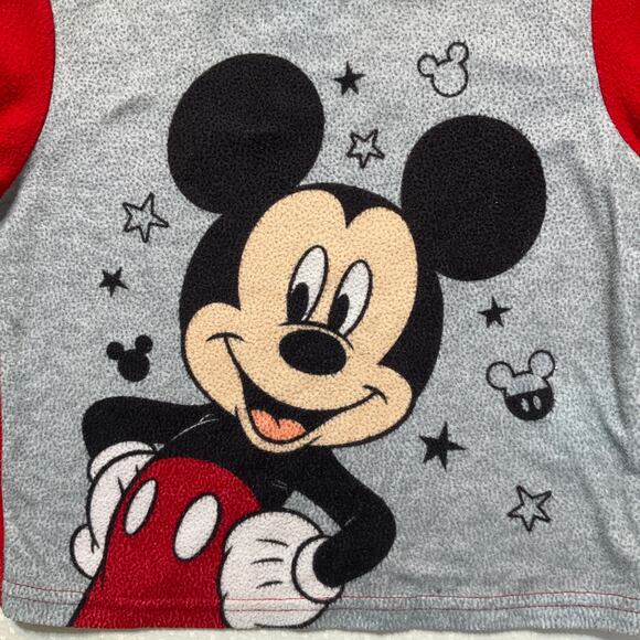 Disney  junior Mickey Little Boys Shirt size 3T Red Gray Long sleeve Fleece - Picture 3 of 5